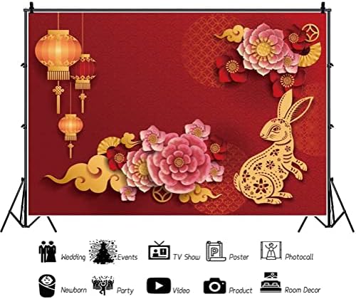 תמונה 7 על 5 רגל 2023 שנה טובה רקע יפה סיני נייר-חתכים ארנב שנה רקע אביב פסטיבל המפלגה דקור באנר