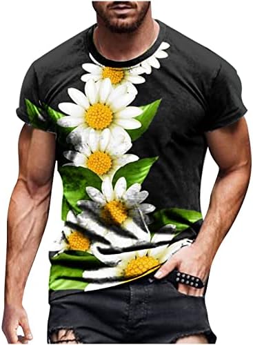 חולצות טריקו גרפיות של גברים פרחים חולצות אופנה חמודות חולצת טי צוואר קז'ן