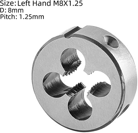 Burkit M8 x 1.25 ברז ומות הגדר יד שמאל, M8 x 1.25 חוט מכונה ברז ומות עגולות