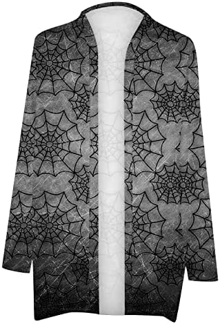 נשים של ליל כל הקדושים הדפסת קרדיגן רופף מזדמן ארוך שרוול דלעת גרפי טוניקה למעלה פתוח מול מעיל חולצה מעיל