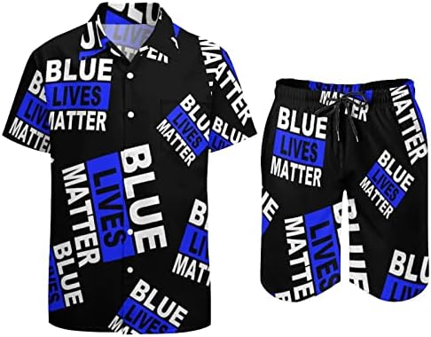 Baikutouan Blue חי עניין של חליפות חולצה הוואי 2 של גברים