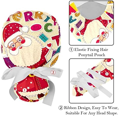 2 חבילות כובע עבודה של נשים עם כפתורים סרט קושרת קשר גב חג המולד של חיות חג המולד כריכות שיער ארוכות