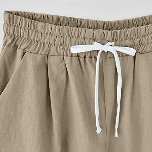 מכנסיים קצרים בצבע טהור ברמודה נשים אורך ברך אורך הברך ג'רזי מזדמן עם כיסים עמוקים טרקלין מכנסיים