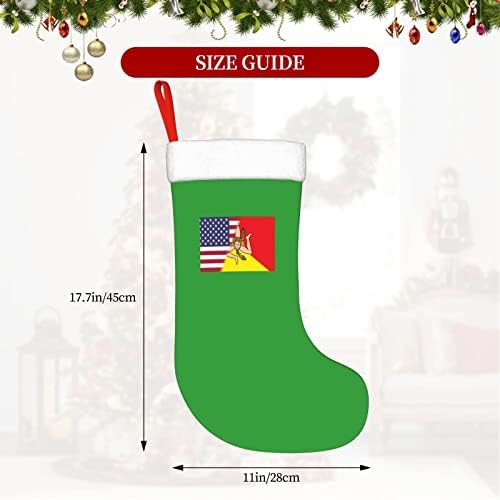 דגל אמריקאי של TZT ודגל סיציליאני גרבי חג המולד, מתנות למסיבת חג חג המולד לקישוטי חג משפחתיים 18 אינץ '