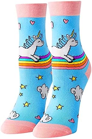 גרבי חידוש מצחיקים של Happypop גרבי בנות גרביים לילדים חמודים גרביים, מתנות חד קרן ליום הולדת לבנות