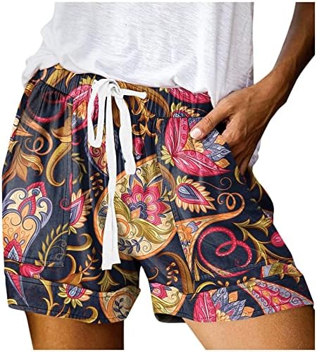Miashui נשים מכנסיים קצרים של מכנסיים קצרים מכנסי שרוך מזדמנים קיץ C מודפס המותניים המותניים המותניים המותניים