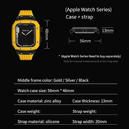 XNWKF לפס שעון Apple Series 7 מארז שעון סגסוגת גבר 44 ממ 42 ממ 45 ממ מתכת יוקרה גומי נירוסטה אביזרי שעון לנירוסטה