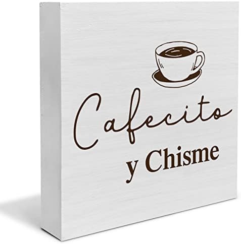 קאפקיטו קאנטרי y Chisme תיבת עץ שלט שולחן עיצוב שולחן חובב קפה קופסת עץ שלט בלוק כפרי מדף מטבח