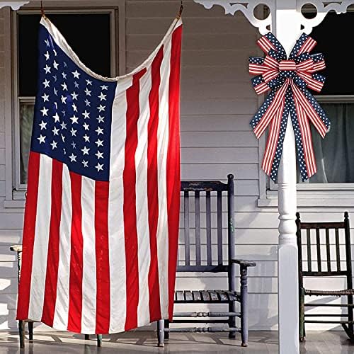 4 ביולי זר פטריוטי יום עצמאות קישוט קישוט קשת דגל אמריקאי כוכבי כוכבי כוכבים גדולים כוכבים אדומים עץ עץ טופר