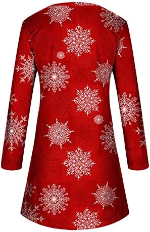 שמלת עץ חג המולד רוזיוג לנשים 3 הדפסת שרוול ארוך מקרית התלקח נדנדה שמלת חולצה מסיבת קוקטייל שמלת חג
