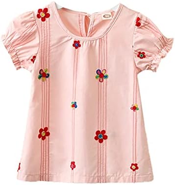 תינוקות קטנות לתינוקות קצרות חולצות שרוול שרוול חולצה פעוטות חולצת טי פרחונית קיץ 2-6 שנים