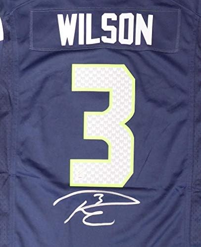 סיאטל סיהוקס ראסל ווילסון חתימה כחול נייקי ג'רזי גודל M RW Holo מלאי 159119 - גופיות NFL עם חתימה