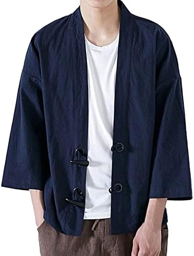 מעילים לגברים אופנה יפנית יוקאטה מעיל מזדמן קימונו קמונו כותנה וינטג 'רופף מעילי חורף עליונים