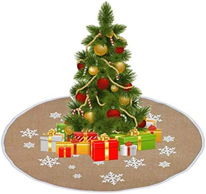 חצאית עץ חג המולד של עמוספון יוטה חג המולד עץ עץ עץ כיסוי חצאית עץ פתית שלג עץ דקורטיבי קישוט