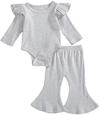 ילד יילוד ילד תינוקות בגדים אוטומטיים עליון גוף שרוול ארוך+מכנסיים מתרחבים מכנסיים סט תלבושת מוצקה 2 יחידות