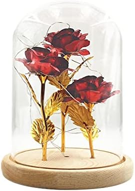XIOS פסל גן סולארי גנום שלוש ורדים זהב שרדים זכוכית כיסוי זכוכית מנורה ורדים נורות קישוטי קישוטי קישוטים יצירתיים
