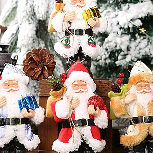 טופר שולחן AMOSFUN 4 יחידות קישוטי בובה לחג המולד קישוטי בובה סנטה דמות בובה עץ חג המולד קישוטים תלויים