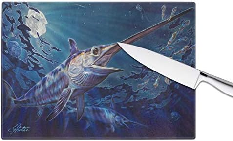 אוצרות של קרוליין ג ' ימא2006 מעגל נסיך חושך דג חרב זכוכית חיתוך לוח גדול, דקורטיבי מזג זכוכית