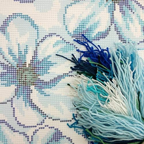פרחים כחולים. חותמת צלב תפר ערכת. לזרוק כרית 16 פַּעַם 16 סנטימטרים. מודפס שטיח בד, אירופאי איכות