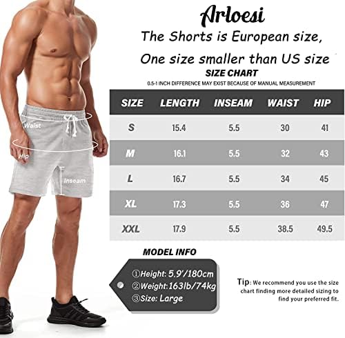 ארלוסי גברים 5.5 אתלטי כושר מכנסיים כותנה אצן זיעה מכנסיים קצרים עם כיסים
