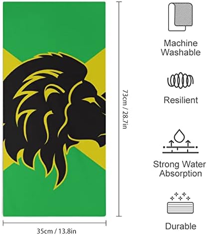 דגל ג'מייקה אריה רגאיי מיקרופייבר מגבות יד סופגות מגבות סופגות מהירות כביסה יבשה