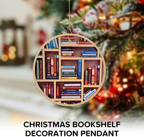 חובבי ספרים בצורת מד מדף ספרים תליון קישוט אקרילי קישוט לחג המולד ווים ארוך