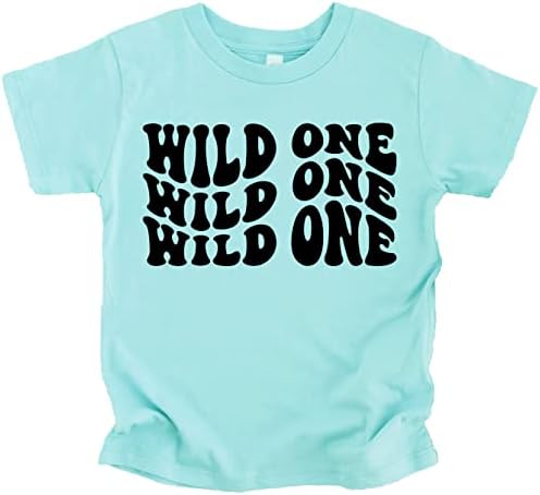 חולצת יום הולדת 1 פראית אחת לתינוקת או ילד יום הולדת רטרו גלי בן שנה
