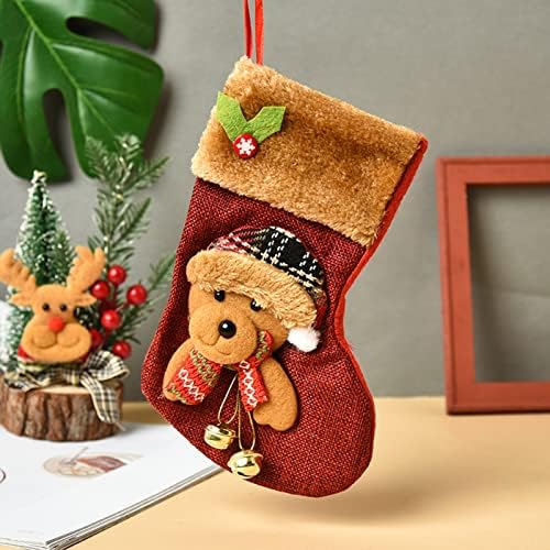 גרבי חג המולד גרביים מובנות אור עם אבזרים חגיגיים בפעמון בד עץ עץ גרב שקית מתנה תליון ביתי
