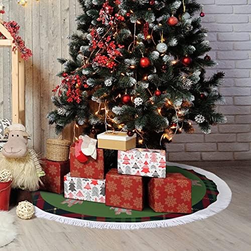 חצאית עץ חג המולד, 36 מחצלת עץ חג המולד משובצת חג המולד עם ציצית, מחצלת עץ חג המולד של שלג, מחצלת בסיס