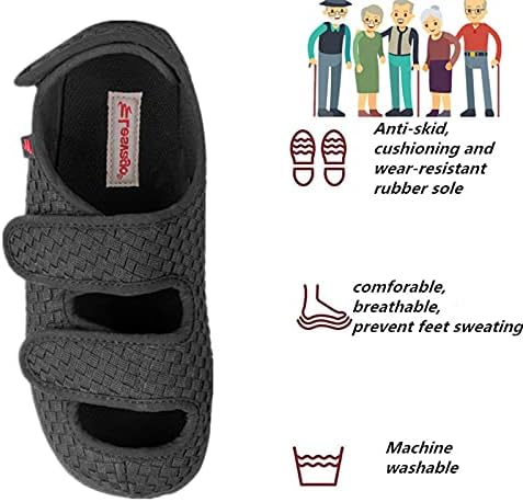 נעלי בית סוכרת של נשים סנדלי סנדלי רצועה מתכווננת נעליים נוחות במיוחד הנעליים חיצוניות מקורות לרגל נפוחה