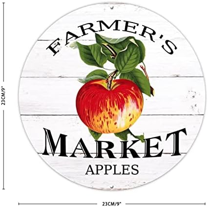 השוק של החקלאים עגול שלט מתכת בית חווה בית חווה רטרו תפוחים פירות פירות דלת קדמית שלט זר זר עגול 9 אינץ