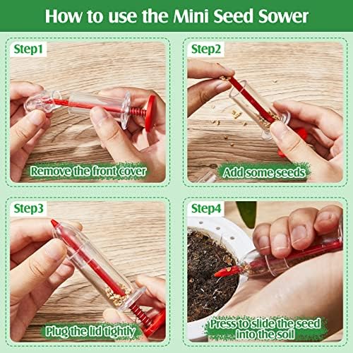 4 חתיכות מיני זורע זרע זרעים זורע מפיץ זרעים קטנים עם 2 כלים להשתלה ידנית כף יד.
