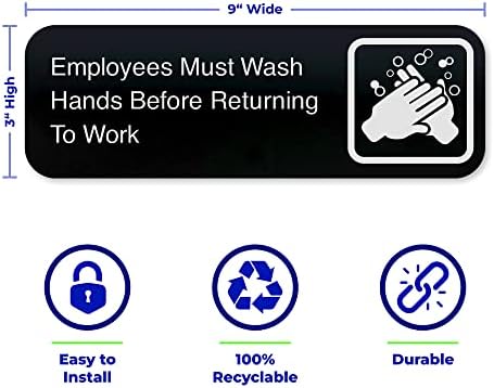 העובדים חייבים לשטוף שלטי ידיים, 3 חבילות, קלטת הרכבה דו צדדית להתקנה קלה, שלטים לעסקים, מסעדה, משרד,