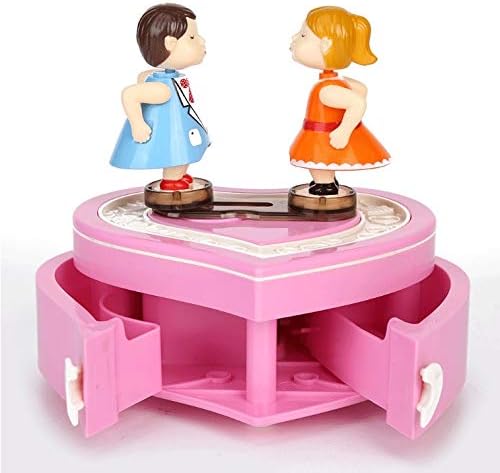 Klhhg זוג בובה בובה קופסת רדיו שעון שעון נערה מנגנון מוסיקה מנגנון ידני חתונה