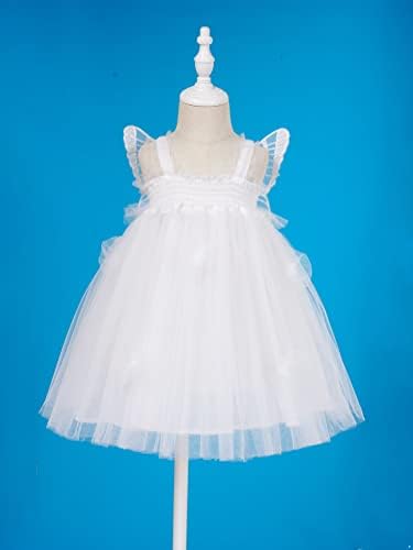 אלוויבי פעוטות תינוקות רצועות כתף שמלת רשת עם כנפי מלאך שופעות יום הולדת נסיכה