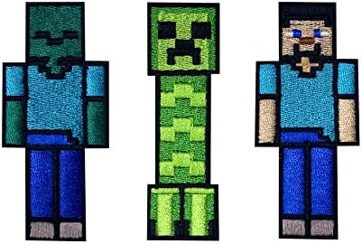 Luxpa - דמויות משחקי וידאו, Creepere, Steve, Zombie - ברזל רקום איכותי על טלאים - אפליקציה - DIY