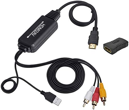כבל HDMI לכבל RCA, כבל מתאם ממיר HDMI לממיר RCA, 1080p HDMI ל- AV 3RCA CVBS COMPUSIT VIDEO תומכים באודיו עבור Fire