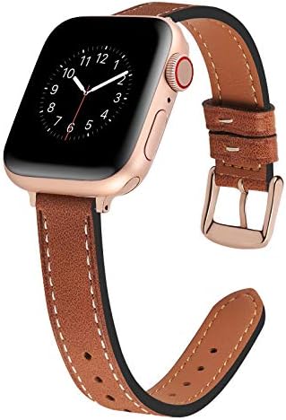Eversnows רצועות עור רזות תואמות ללהקת Apple Watch Iwatch SE2 סדרה 8/7/6/5/4/3/2/1, וינטג 'עליון עור החלפה