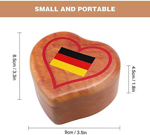אני אוהב גרמניה אדום לב קופסת מוסיקה מעץ צורת לב קופסת מוזיקה וינטג 'שעון עץ מתנות קופסאות מוזיקליות