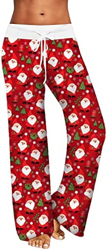 מכנסי פיג'מה לחג המולד לנשים אמצע המותן אדום משובץ תחתוני פיג'מה פלוס מכנסי טרקלין אתלטי ספורטיביים בגודל