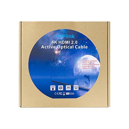 4K HDMI סיבים אופטיים כבל אופטי 50ft Hgflink מהירות גבוהה 18 ג'יגה-סיביות תומך 3D 4K60Hz 4: 4: