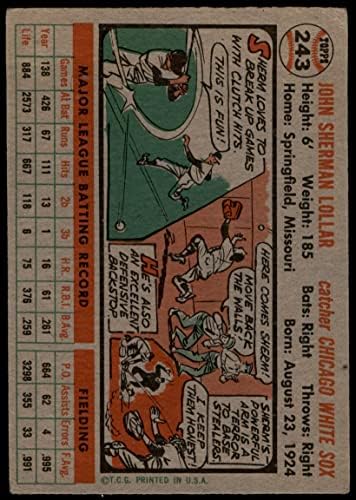 1956 Topps 243 Sherm Lollar Chicago White Sox Good White Sox