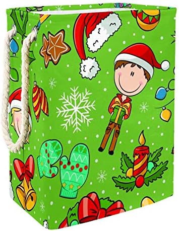 עיצוב חג המולד על רקע ירוק 300 ד אוקספורד עמיד למים סל כביסה סל כביסה גדול עבור שמיכות בגדים צעצועים בחדר