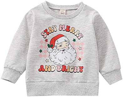 פעוט תינוק תלבושת חג המולד ילד ילדה סנטה קלאוס סווטשירט סווטשירט סוודר סוודר חולצה שרוול ארוך חולצות