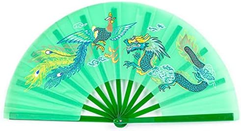 WJFGGGXHK מעריץ מתקפל יד - ירוק סיני קונג פו אוהד טאי צ'י אומנויות לחימה דרקון פיניקס מעריצים