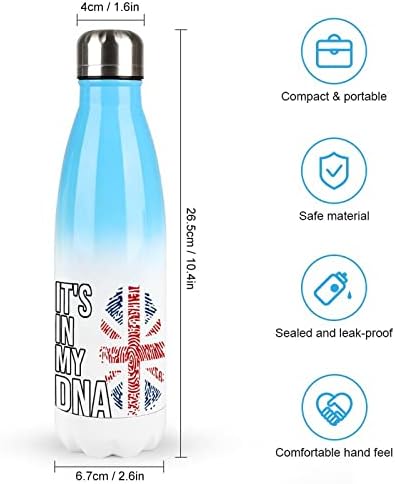 זה ב- DNA שלי דגל בריטי בקבוק מים מפלדת אל חלד עם מכסה מבודד כוס כוס ספל נסיעות אטום דליפות