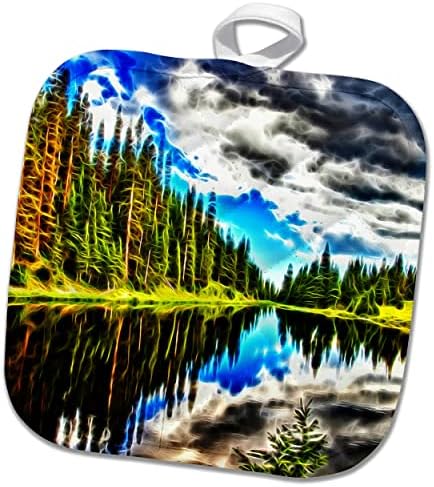 עצי אורן רגועים 3 דרוזים על ידי תמונת אגם של ציור משופע קל - פוטלים
