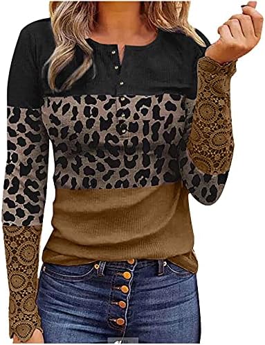 Vecduo הדפסת אופנה לנשים שרוול ארוך שרוול צוואר צוואר צוואר סוודר סוודר כפתור קדמי חולצה חולצה קלה