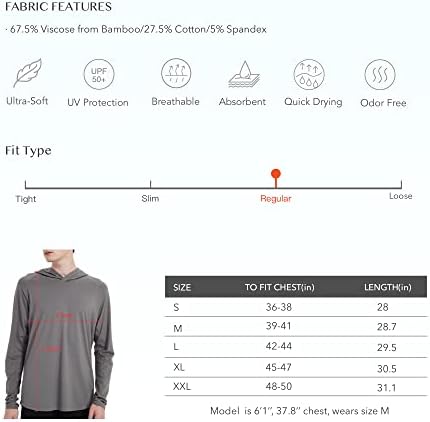 חולצת קפוצ'ו-קפוצ'ו של NetDraw גברים אולטרה-רך-גברים UPF 50+ הגנה מפני שמש שרוול ארוך משקל קל משקל