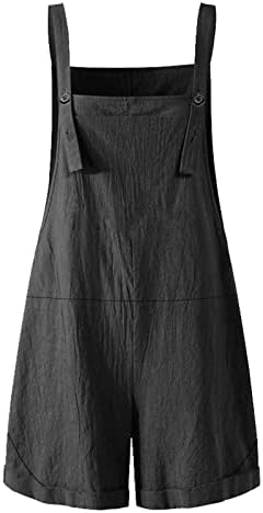 Kcjgikpok נשים רומפסות כותנה ומצעים לבושים 1 חתיכות פלטה כפתור בצבע אחיד מכנסי נשים מזדמנים סטרפלס